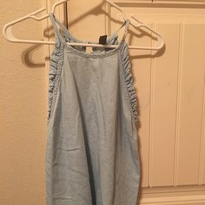 Chambray tank with ruffles